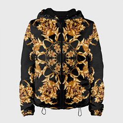 Куртка с капюшоном женская Золотая гжель солнечный цветок, цвет: 3D-черный
