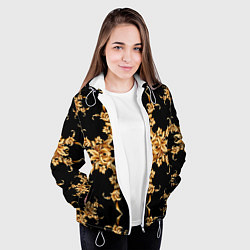 Куртка с капюшоном женская Золотая гжель цветы, цвет: 3D-белый — фото 2
