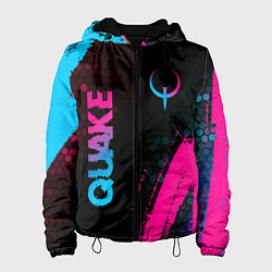 Куртка с капюшоном женская Quake - neon gradient: надпись, символ, цвет: 3D-черный