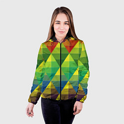 Куртка с капюшоном женская Узор из разноцветных фигур, цвет: 3D-черный — фото 2