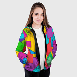 Куртка с капюшоном женская Фон из разноцветных кубиков, цвет: 3D-черный — фото 2