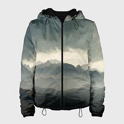 Куртка с капюшоном женская Пасмурная погода в горах Пейзаж, цвет: 3D-черный