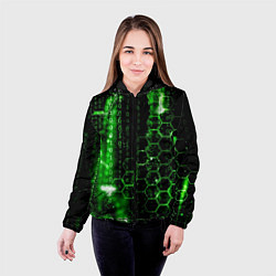 Куртка с капюшоном женская Зелёный программный код, цвет: 3D-черный — фото 2