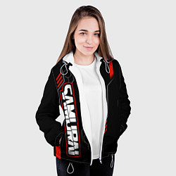 Куртка с капюшоном женская Samurai - Красный техно - Киберпанк, цвет: 3D-белый — фото 2
