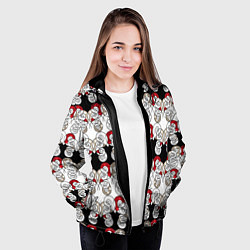 Куртка с капюшоном женская Абстрактный креативный красно-черный узор, цвет: 3D-черный — фото 2