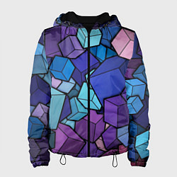 Куртка с капюшоном женская Цветные кубы, цвет: 3D-черный