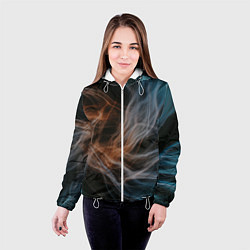 Куртка с капюшоном женская Множество абстрактных линий во тьме, цвет: 3D-белый — фото 2