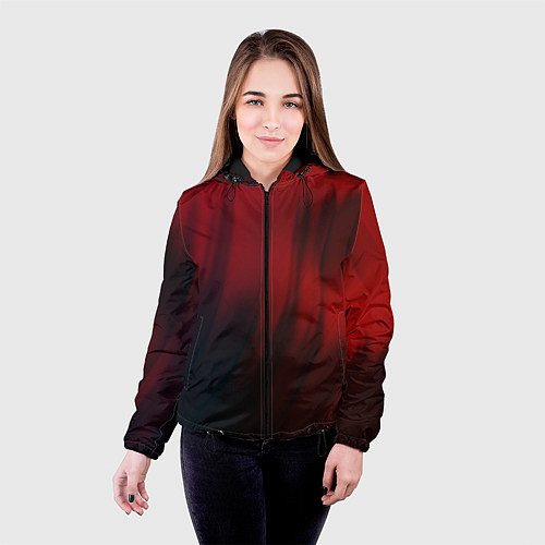 Женская куртка Красные абстрактные волны во тьме / 3D-Черный – фото 4