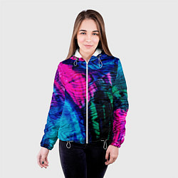 Куртка с капюшоном женская Неоновые краски - абстракция, цвет: 3D-белый — фото 2