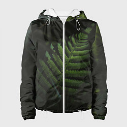 Куртка с капюшоном женская Лист папоротника, цвет: 3D-белый