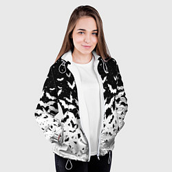 Куртка с капюшоном женская Black and white bat pattern, цвет: 3D-белый — фото 2
