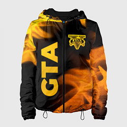 Куртка с капюшоном женская GTA - gold gradient: надпись, символ, цвет: 3D-черный
