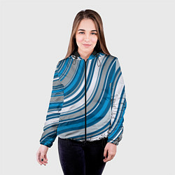 Куртка с капюшоном женская Волнистые полосы - текстура, цвет: 3D-черный — фото 2