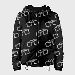 Куртка с капюшоном женская Модные очки черно-белый узор, цвет: 3D-черный