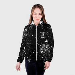 Куртка с капюшоном женская Тетрадь смерти брызги, цвет: 3D-белый — фото 2