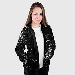 Куртка с капюшоном женская Тетрадь смерти брызги, цвет: 3D-черный — фото 2