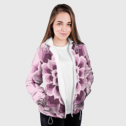 Куртка с капюшоном женская Цветочный узор в розовых тонах, цвет: 3D-белый — фото 2