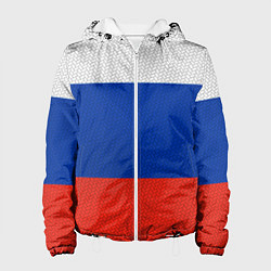 Куртка с капюшоном женская Триколор - флаг России плетёный, цвет: 3D-белый