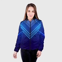 Куртка с капюшоном женская Глубокий синий с неоновыми полосами, цвет: 3D-черный — фото 2