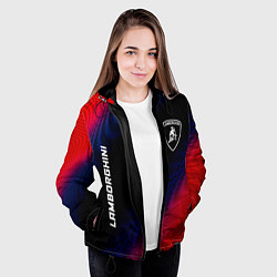 Куртка с капюшоном женская Lamborghini красный карбон, цвет: 3D-черный — фото 2
