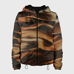 Куртка с капюшоном женская Тёмно-золотые нановолны, цвет: 3D-черный