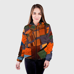 Куртка с капюшоном женская Множество оранжевых кубов и фигур, цвет: 3D-черный — фото 2