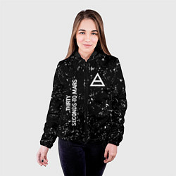 Куртка с капюшоном женская Thirty Seconds to Mars glitch на темном фоне: надп, цвет: 3D-черный — фото 2