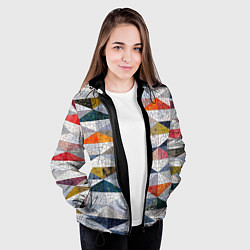 Куртка с капюшоном женская Каменный разноцветный паттерн, цвет: 3D-черный — фото 2