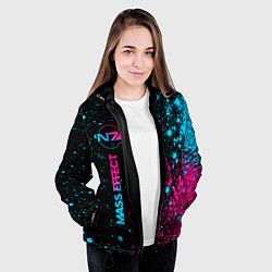 Куртка с капюшоном женская Mass Effect - neon gradient: по-вертикали, цвет: 3D-черный — фото 2