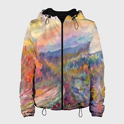 Куртка с капюшоном женская Осенний пейзаж акварель, цвет: 3D-черный