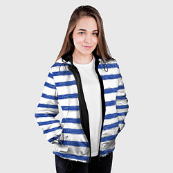 Куртка с капюшоном женская Рыбы в полоску, цвет: 3D-черный — фото 2