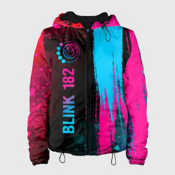 Куртка с капюшоном женская Blink 182 - neon gradient: по-вертикали, цвет: 3D-черный