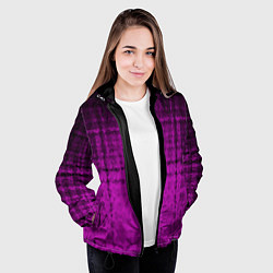 Куртка с капюшоном женская Абстрактный мозаичный черно - пурпурный узор, цвет: 3D-черный — фото 2