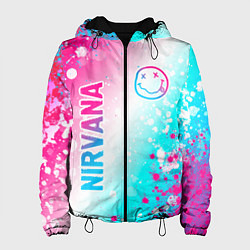Женская куртка Nirvana neon gradient style: надпись, символ