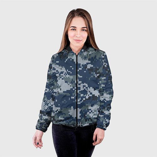 Женская куртка Камуфляж Росгвардия цифра / 3D-Черный – фото 4