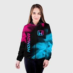 Куртка с капюшоном женская Honda - neon gradient: надпись, символ, цвет: 3D-черный — фото 2