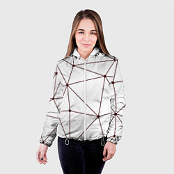 Куртка с капюшоном женская Геометрические линии на белом фоне, цвет: 3D-белый — фото 2