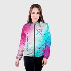 Куртка с капюшоном женская CreepyPasta neon gradient style: надпись, символ, цвет: 3D-черный — фото 2