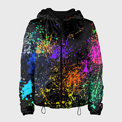 Куртка с капюшоном женская Абстрактные брызги краски, цвет: 3D-черный