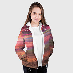 Куртка с капюшоном женская Розово-оранжевый абстрактный песок, цвет: 3D-белый — фото 2