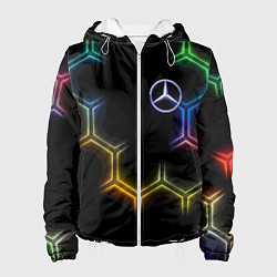 Куртка с капюшоном женская Mercedes - neon pattern, цвет: 3D-белый