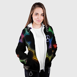 Куртка с капюшоном женская Mercedes - neon pattern, цвет: 3D-белый — фото 2