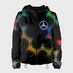 Куртка с капюшоном женская Mercedes - neon pattern, цвет: 3D-черный