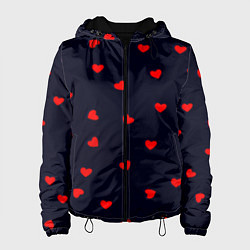 Куртка с капюшоном женская Сердечки, цвет: 3D-черный