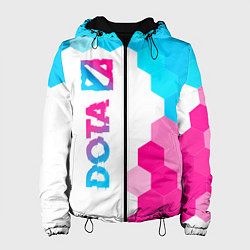 Куртка с капюшоном женская Dota neon gradient style: по-вертикали, цвет: 3D-черный