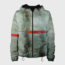 Куртка с капюшоном женская Тёмно-зелёный абстрактный туман и красные краски, цвет: 3D-черный