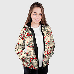 Куртка с капюшоном женская Sakura flowers, цвет: 3D-черный — фото 2