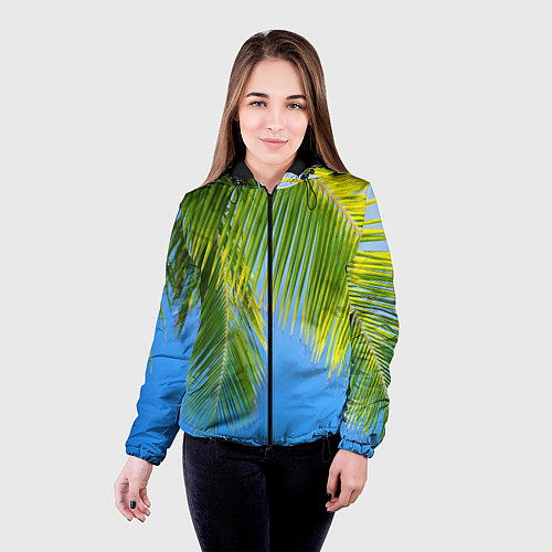 Женская куртка Пальма у неба / 3D-Черный – фото 4