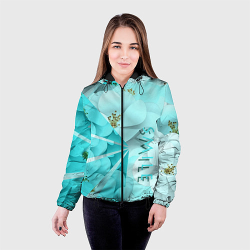 Женская куртка Нежный цветочный smile / 3D-Черный – фото 4