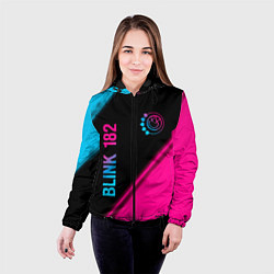 Куртка с капюшоном женская Blink 182 - neon gradient: надпись, символ, цвет: 3D-черный — фото 2